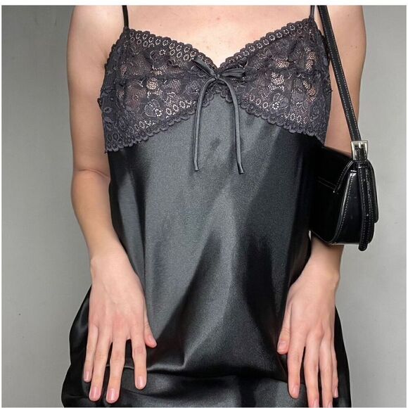 NWT Vintage Y2K Morgan Taylor Intimates Slip Chemise Lingerie Black 3X - Picture 1 of 13